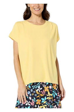 Comfort Code Women's Stretch Jersey Extended Sleeve Lounge Tee Yellow - Regular